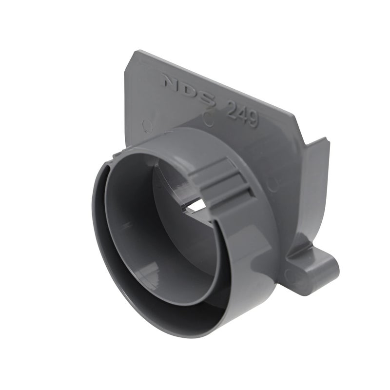 NDS 249 Spee-D Channel Drain Offset End Outlet, Connects NDS Spee-D Channel Drain to 3 in. Drain Pipe and 4 in. Drain Fittings, Adjustable, Gray - Image 1